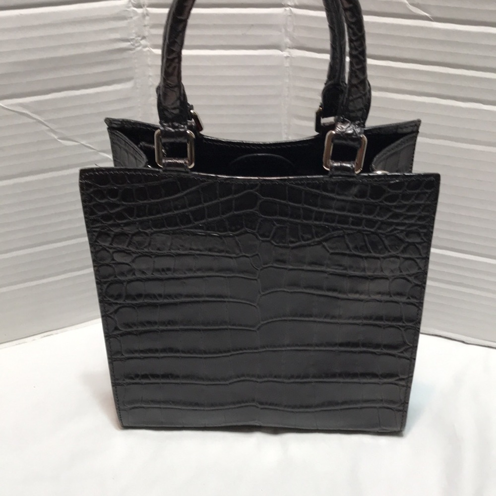 Dooney Bourke Made in Italy croc embossed black short shopper. EUC - Picture 5 of 11